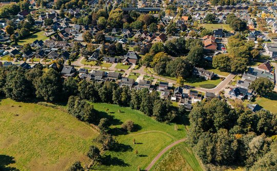 Luchtfoto van huizen uit de gemeente Stadskanaal