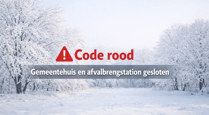 Foto winters met tekst code rood
