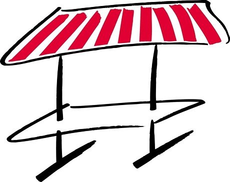 Grafische foto van een marktkraam