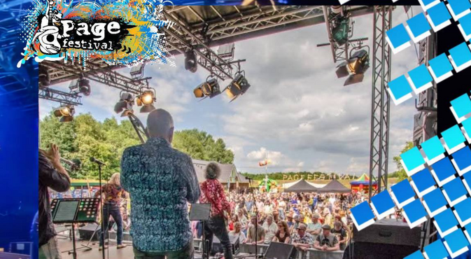 Afbeelding band op podium bij pagefestival